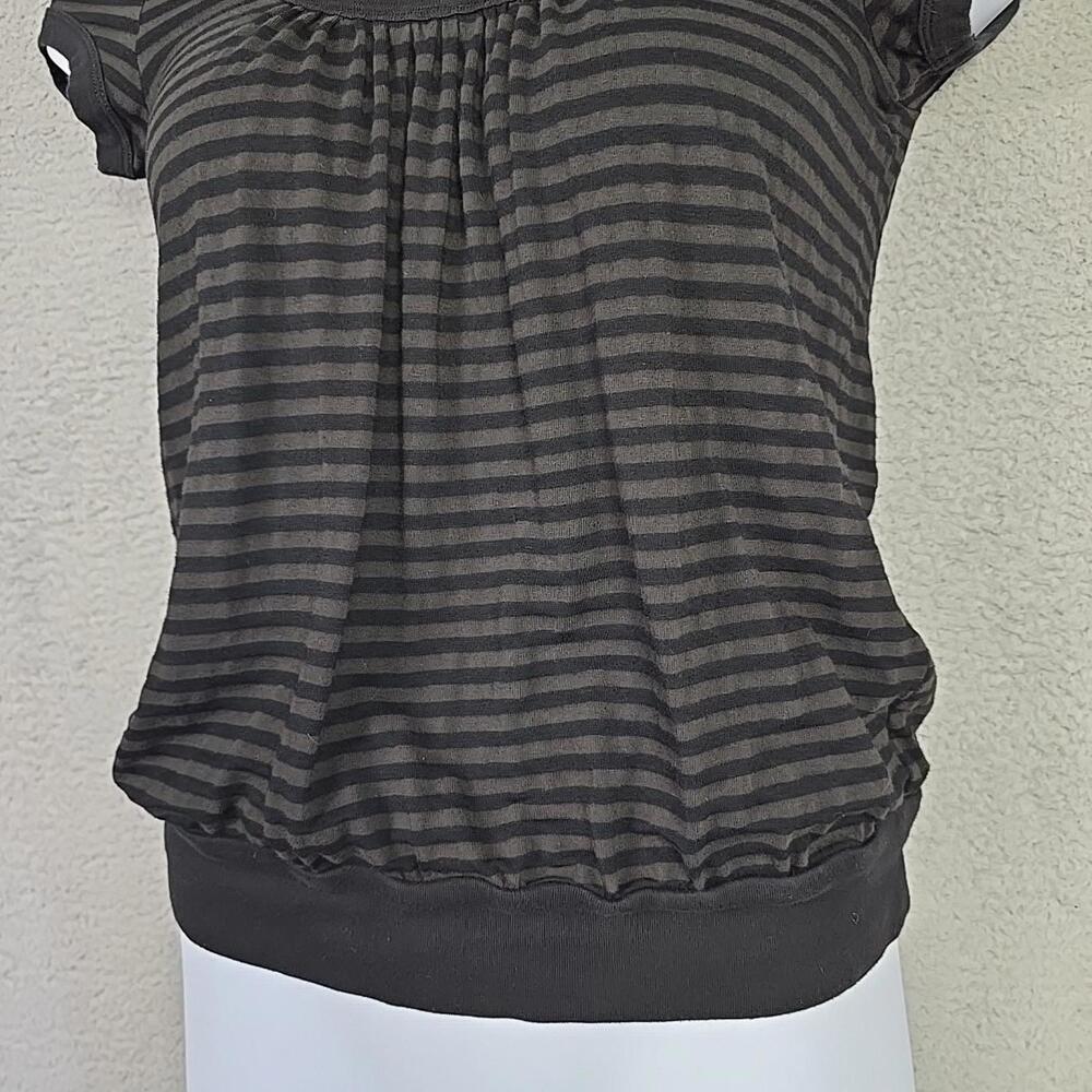 Self Esteem Women’s Short Sleeve Top Blouse Black/Brown Striped Size XL - Picture 4 of 15
